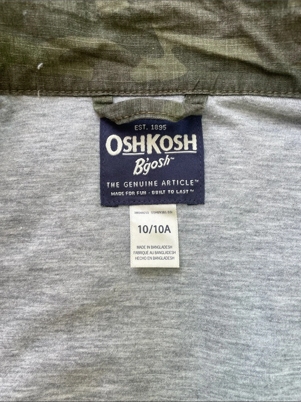 OshKosh B'gosh Kids Gray Camo Utility Jacket